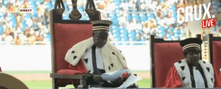Screenshot of live ceremony held at General Lansana Conté Stadium before African heads of state.